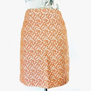 J. crew orange ivory embroidered pencil skirt size 4